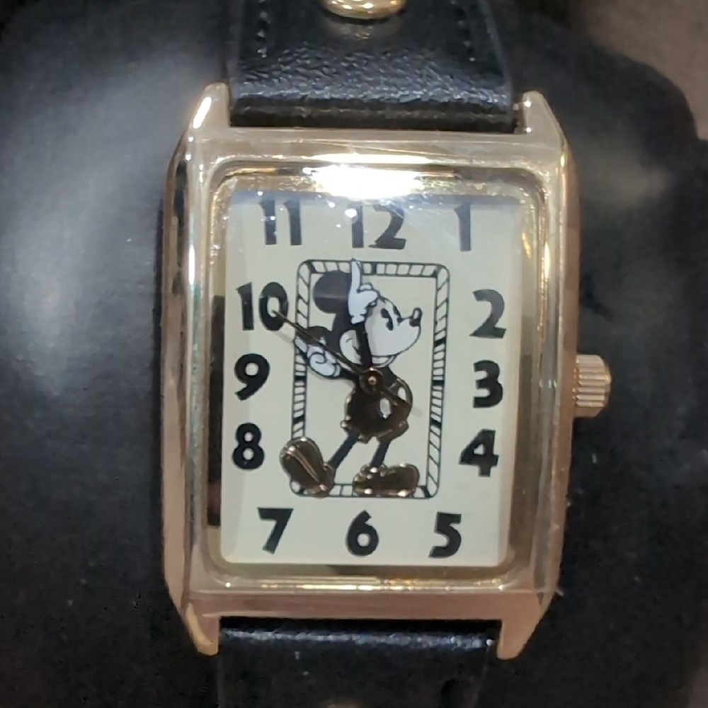Black Leather Watch with Gold Accents - Picture 2 of 2
